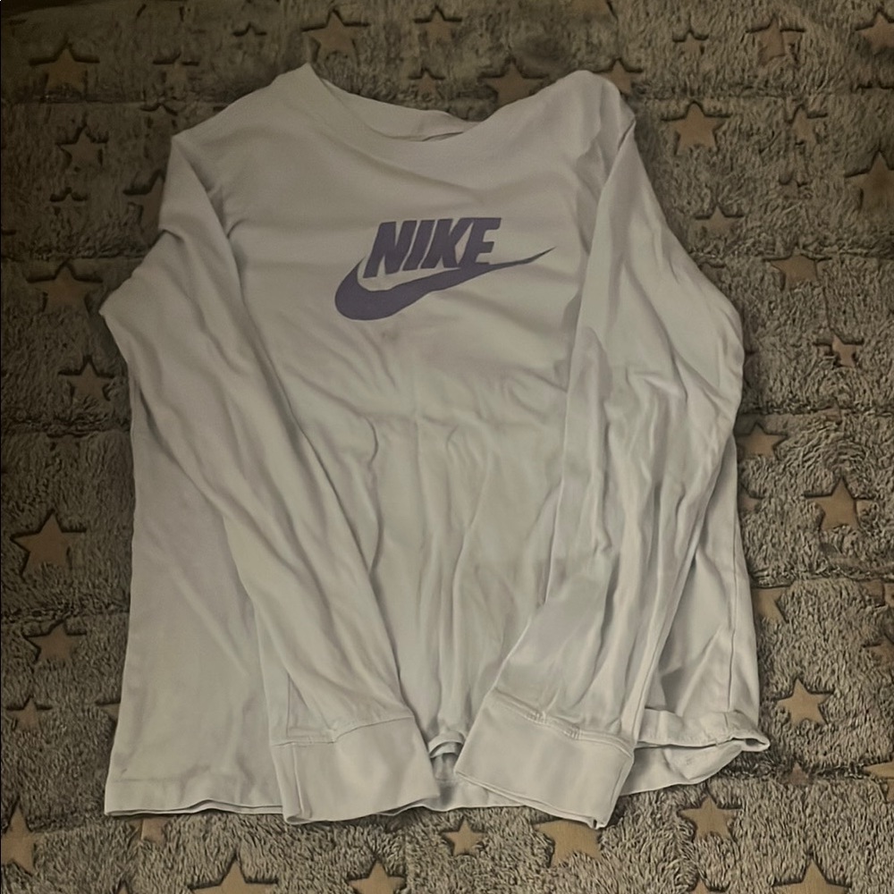 Nike White Long Sleeve with Purple Logo